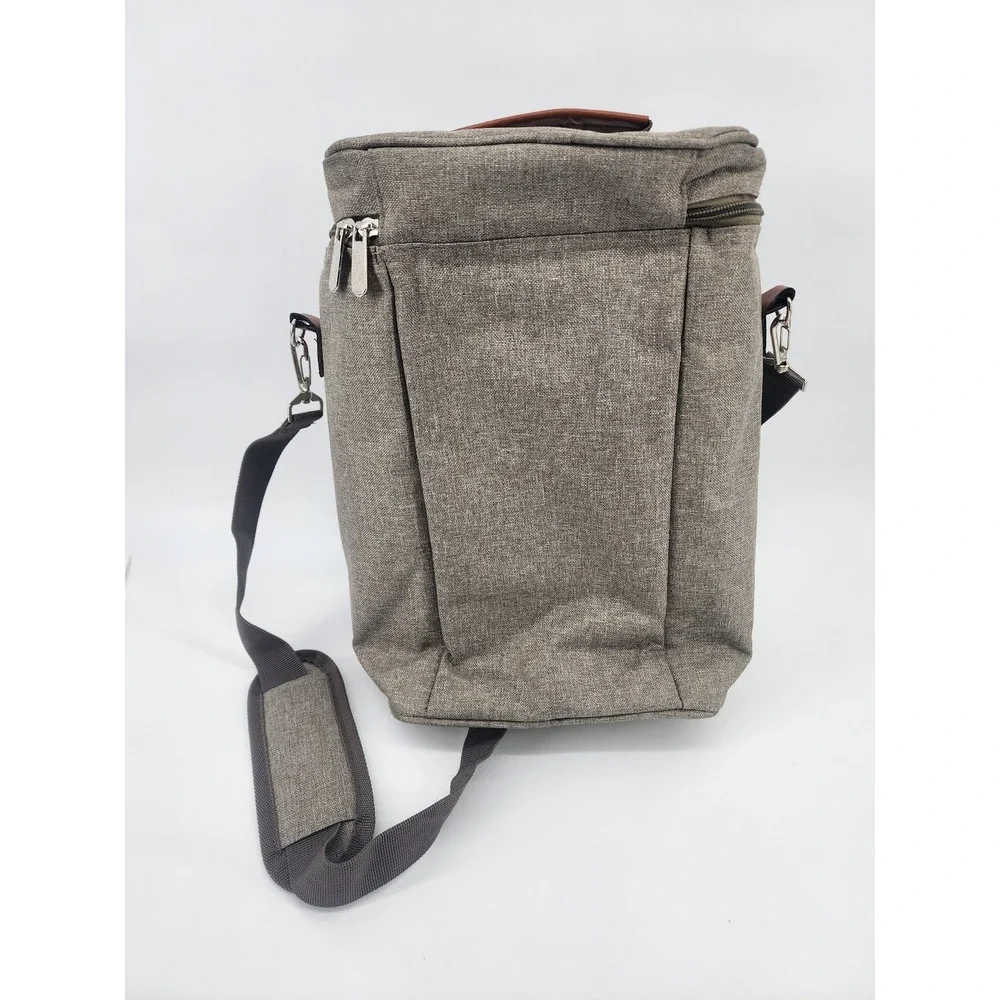 Tirrinia 2 Bottle Wine Carrier Insulated Tote Bag Gray‎ Heather Travel Cooler